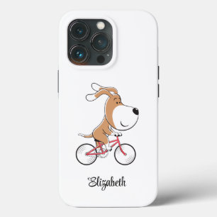 Cartoon Cute Dog Puppy Bike Bicycle Biking iPhone 13 Pro Case