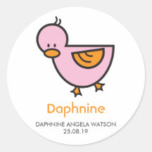 Cartoon Cute Duckling New Baby Gift Tag Sticker