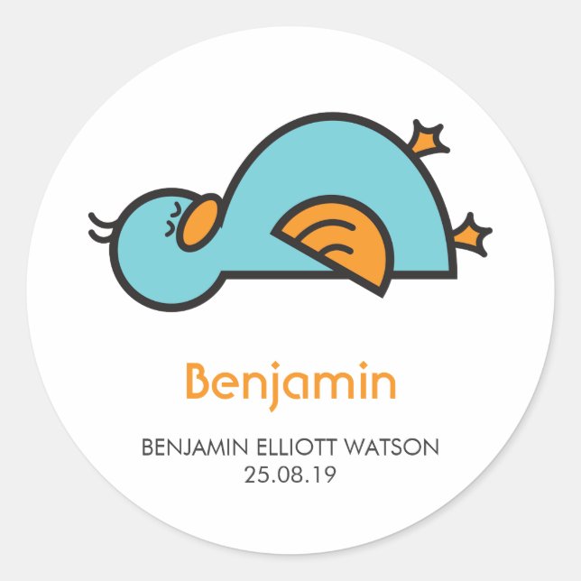 Cartoon Cute Duckling New Baby Gift Tag Sticker (Front)