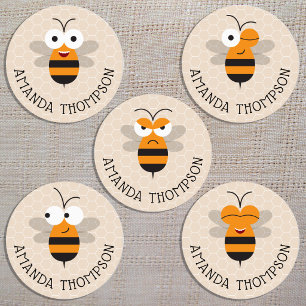Cartoon Cute Funny Honey Bee Baby Kids Clothing Labels