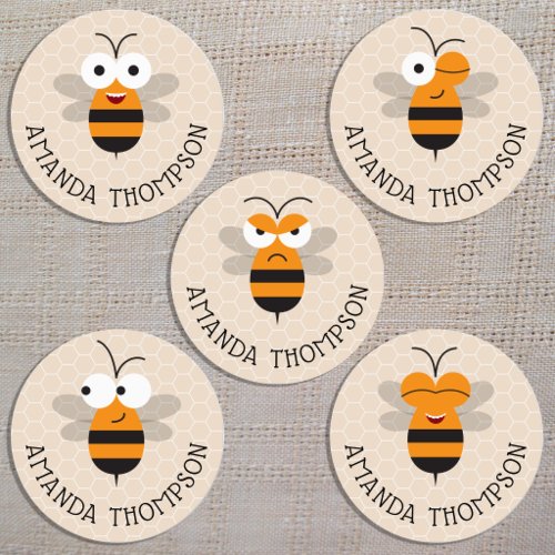 Cartoon Cute Funny Honey Bee Baby Kids Clothing Labels