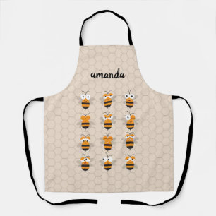 Cartoon Cute Funny Honey Bee Honeycomb Apron