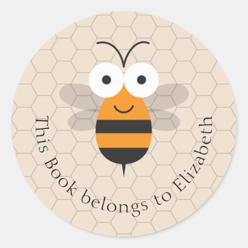 Cartoon Cute Funny Honey Bee Honeycomb Bookplate