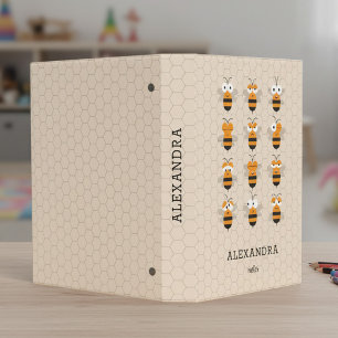 Cartoon Cute Funny Honey Bee Honeycomb Mini Binder