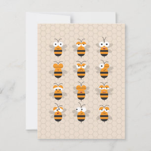 Cartoon Cute Funny Honey Bee Honeycomb Postcard