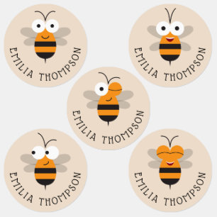 Cartoon Cute Funny Honey Bee Kids Clothing Labels