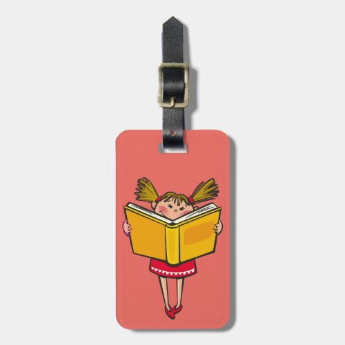 Cartoon cute Girl bookworm Luggage Tag