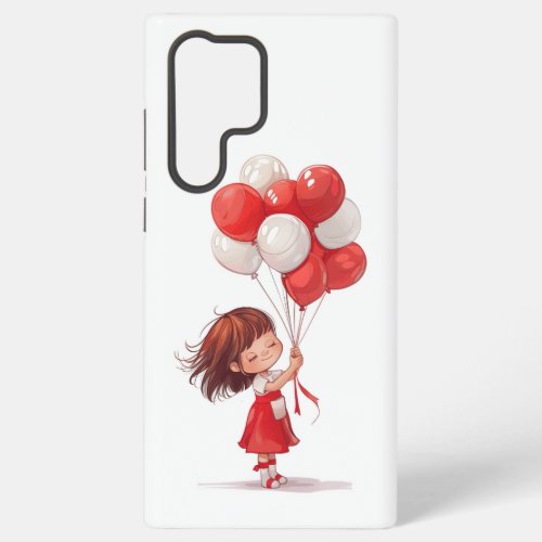 Cartoon Cute Girl with Balloons Samsung Phone Case