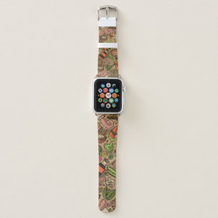 Cartoon cute hand drawn Japan food seamless patter Apple Watch Band