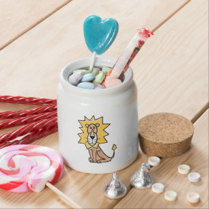 cartoon cute lion kids retro safari jungle animal candy jar