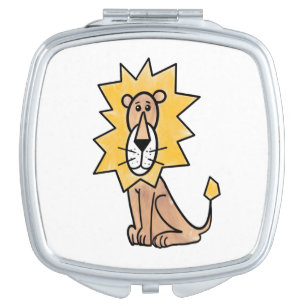cartoon cute lion kids retro safari jungle animal compact mirror