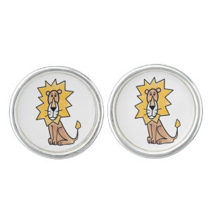 cartoon cute lion kids retro safari jungle animal cufflinks