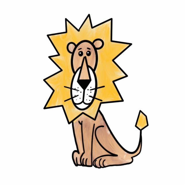 cartoon cute lion kids retro safari jungle animal  cutout (Front)