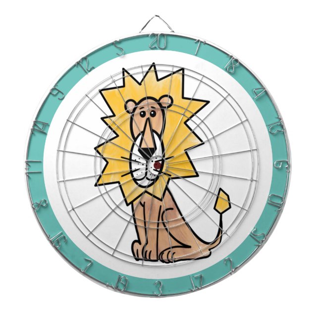 cartoon cute lion kids retro safari jungle animal  dart board (Front)