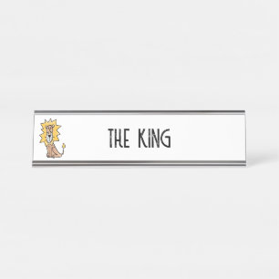 cartoon cute lion kids retro safari jungle animal  desk name plate