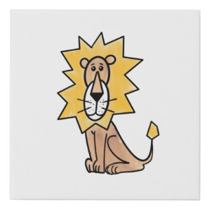 cartoon cute lion kids retro safari jungle animal  faux canvas print