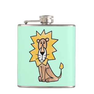 cartoon cute lion kids retro safari jungle animal flask