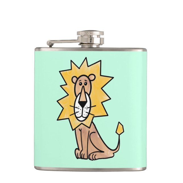 cartoon cute lion kids retro safari jungle animal  flask (Front)