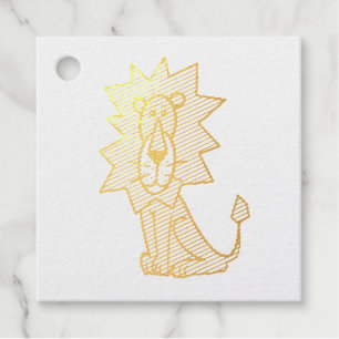 cartoon cute lion kids retro safari jungle animal foil favor tags