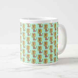 cartoon cute lion kids retro safari jungle animal  giant coffee mug