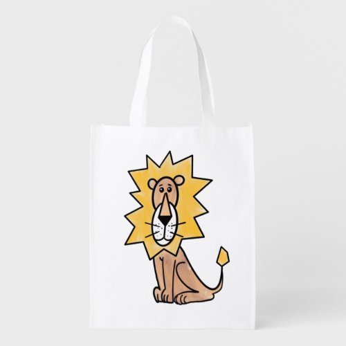 cartoon cute lion kids retro safari jungle animal  grocery bag