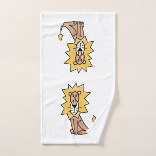 cartoon cute lion kids retro safari jungle animal  hand towel 
