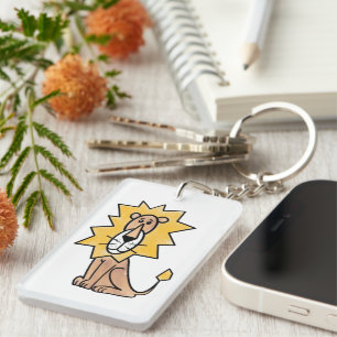 cartoon cute lion kids retro safari jungle animal keychain