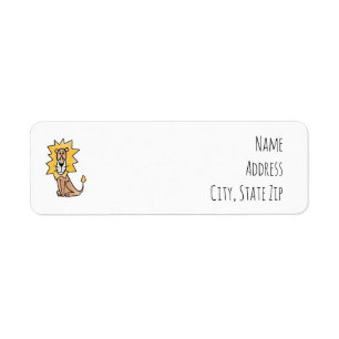 cartoon cute lion kids retro safari jungle animal  label