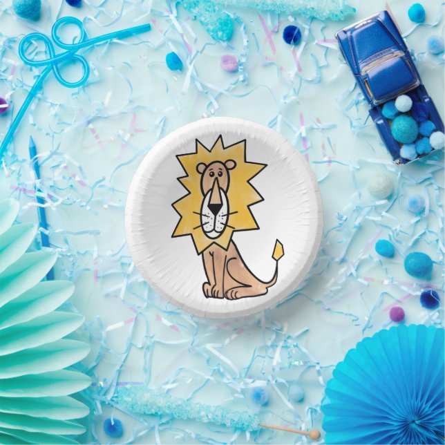 cartoon cute lion kids retro safari jungle animal  paper bowls (Party)