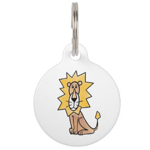 cartoon cute lion kids retro safari jungle animal  pet ID tag