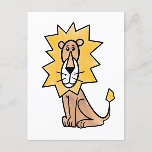 cartoon cute lion kids retro safari jungle animal  postcard