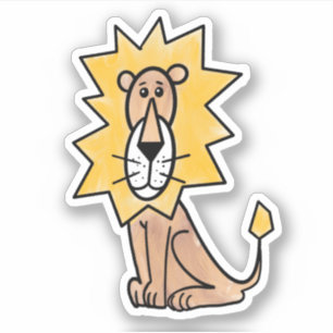 cartoon cute lion kids retro safari jungle animal sticker