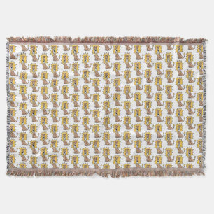 cartoon cute lion kids retro safari jungle animal throw blanket