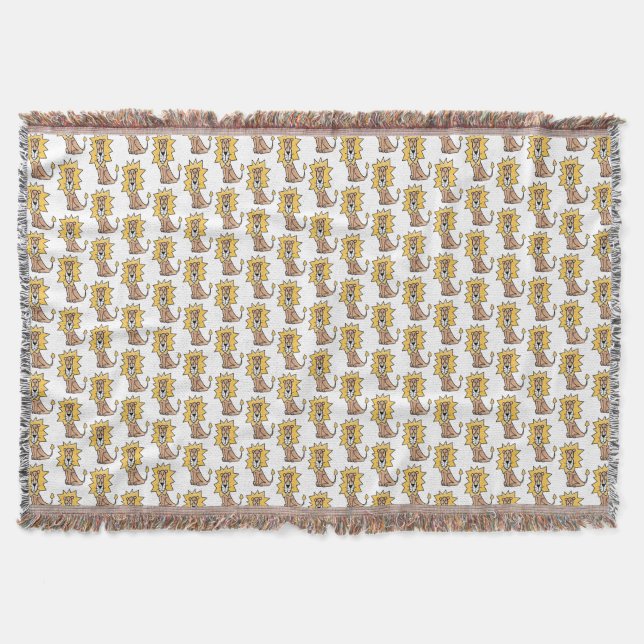 cartoon cute lion kids retro safari jungle animal  throw blanket (Front)