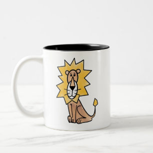cartoon cute lion kids retro safari jungle animal  Two-Tone coffee mug