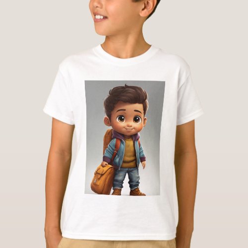 Cartoon cute little latino boy wearing fall clothe T_Shirt