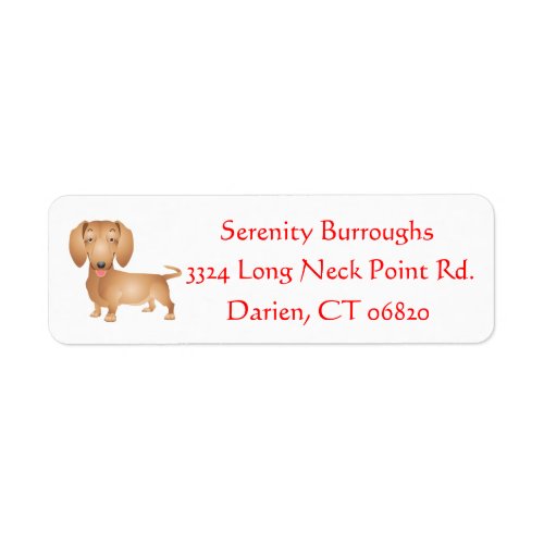 Cartoon Dachshund Brown Puppy Dog Personalized Label