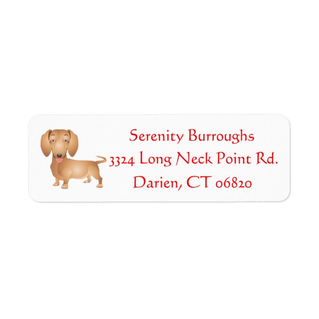 Cartoon Dachshund Brown Puppy Dog Personalized Label (Front)