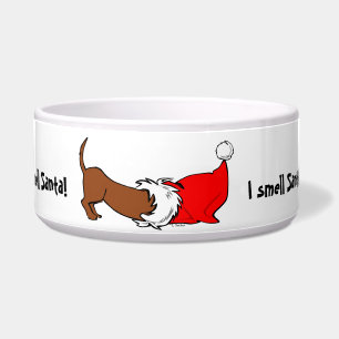 Cartoon Dachshund Christmas Santa Bowl