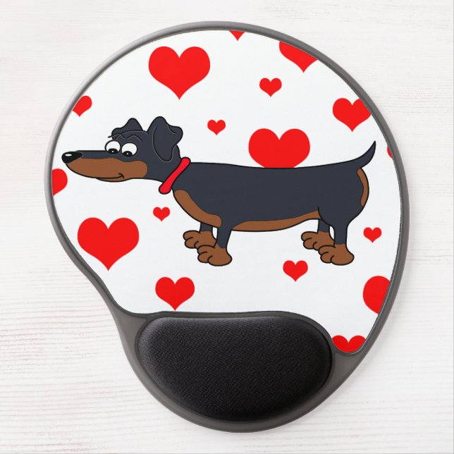 Cartoon Dachshund Dog  Heart Design Gel Mousepad (Front)