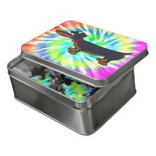 Cartoon Dachshund Dog Tie Dye Acrylic Puzzle
