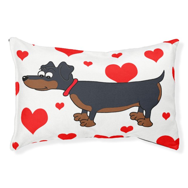 Cartoon Dachshund Heart Design Dog Bed (Front)