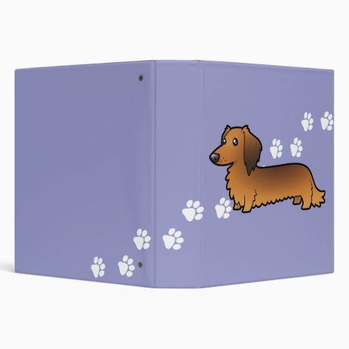 Cartoon Dachshund longhair 3 Ring Binder