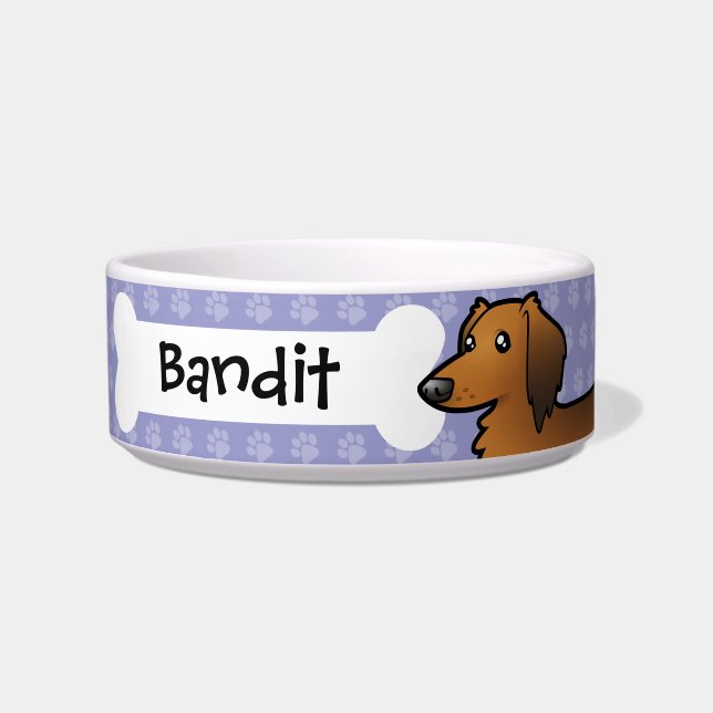 Cartoon Dachshund (longhair) Bowl (Front)