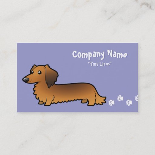 Customizable Cartoon Dachshund (longhair) Business Card Template