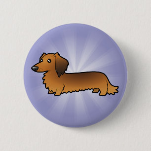 Cartoon Dachshund (longhair) Button