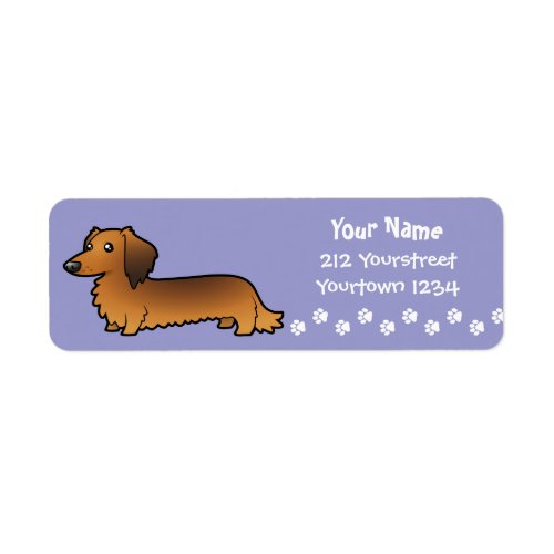 Cartoon Dachshund longhair Label