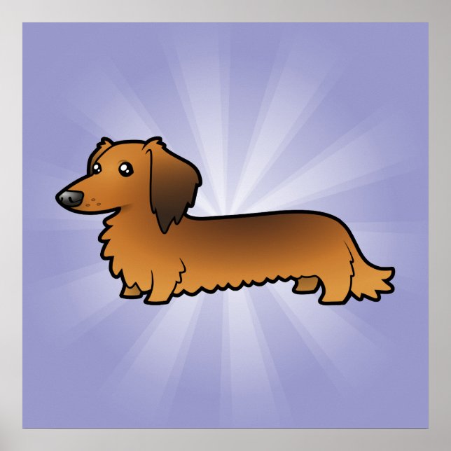 Cartoon Dachshund (longhair) Poster (Front)