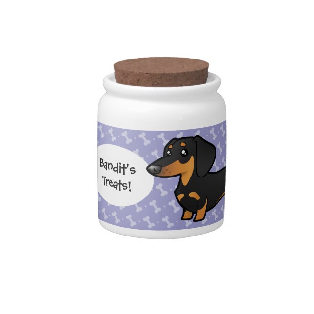 Cartoon Dachshund (smooth coat) Candy Jar (Front)