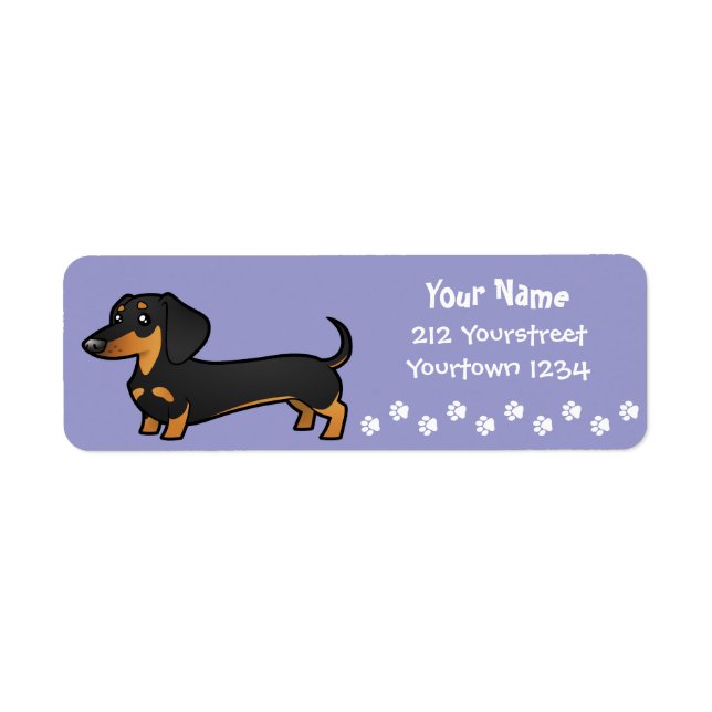 Cartoon Dachshund (smooth coat) Label (Front)